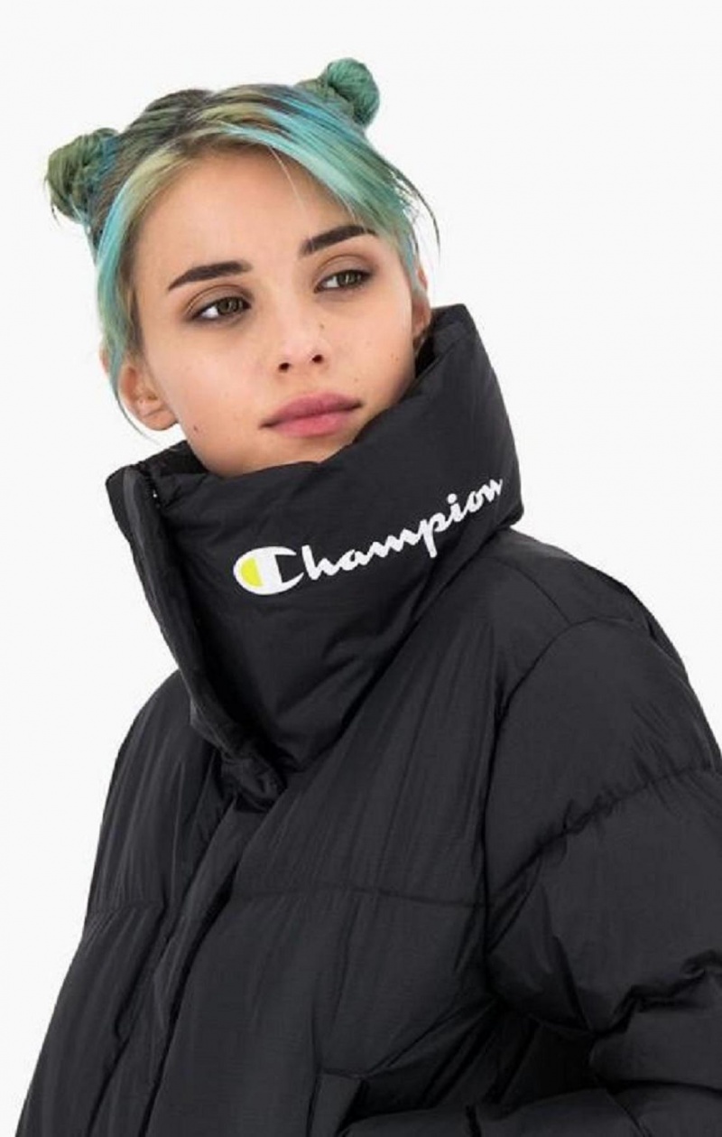 Champion High Neck Cropped Panel Jacket Jakker Dame Svarte | 4062-XHBSL