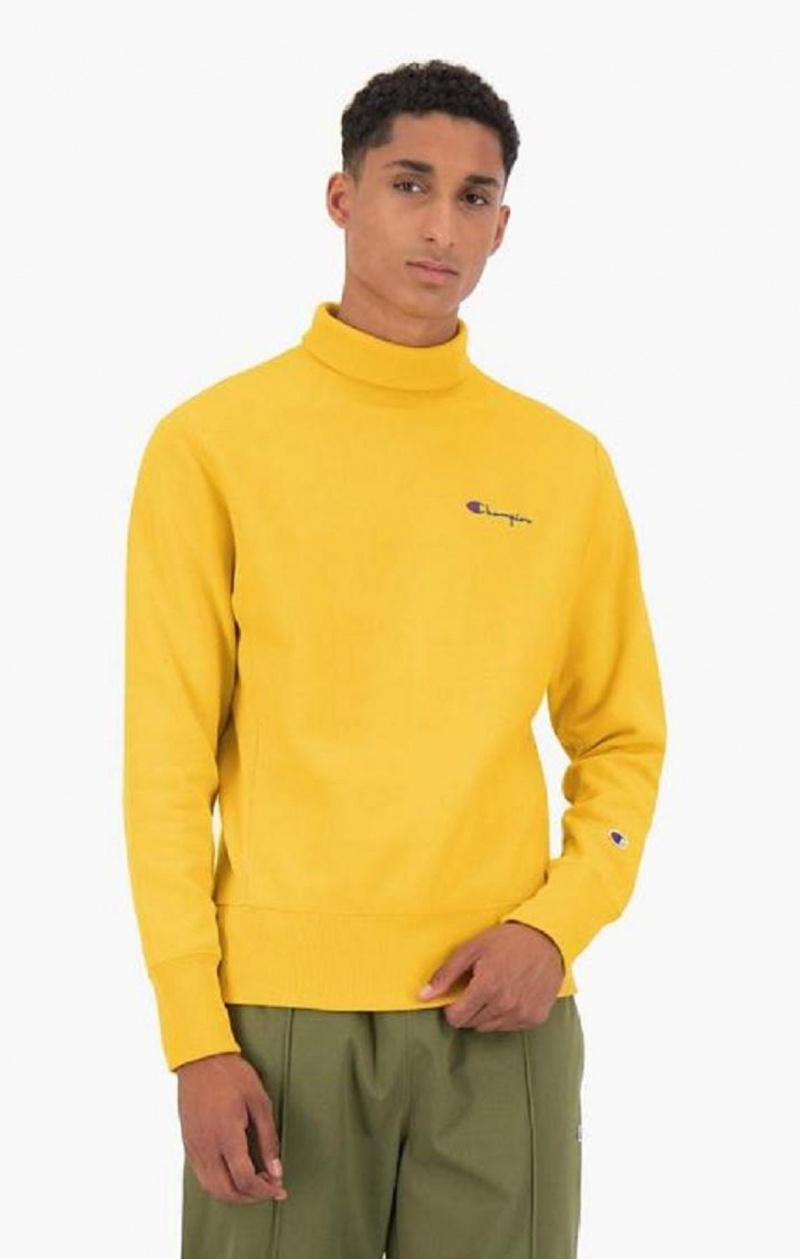 Champion High Neck Reverse Weave Sweatshirt Gensere Herre Gull | 2143-LSJPK