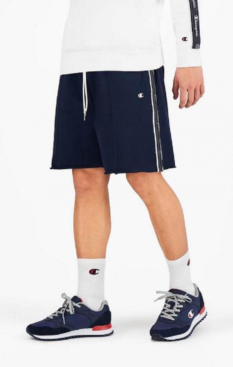 Champion Jacquard Logo Tape Front Seam Shorts Shorts Herre Mørke Blå | 1706-QICJL