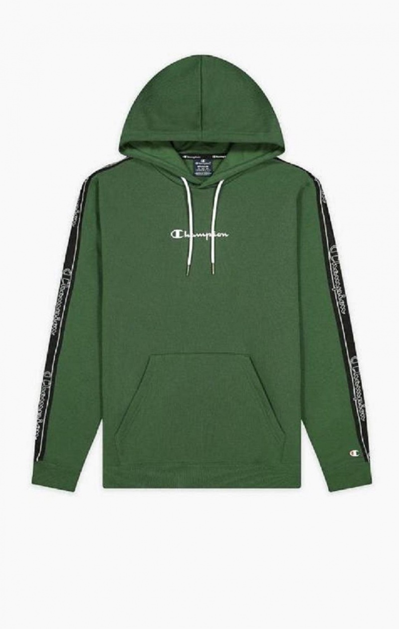 Champion Jacquard Logo Tape Hoodie Hettegenser Herre Lyse Grønn | 7054-AZNPK