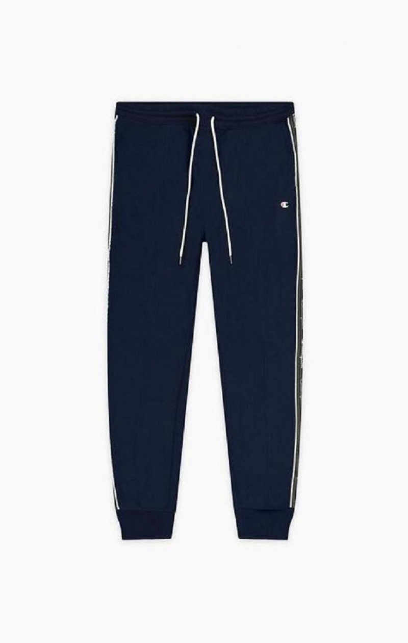 Champion Jacquard Logo Tape Joggers Joggebukse Herre Mørke Blå | 4209-JBGZU