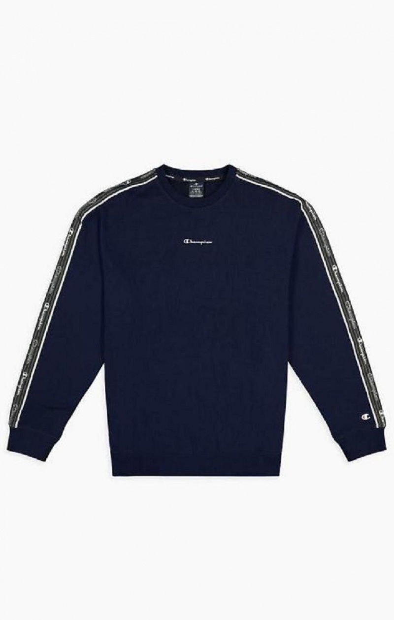 Champion Jacquard Logo Tape Sweatshirt Gensere Herre Mørke Blå | 1479-GRWMP