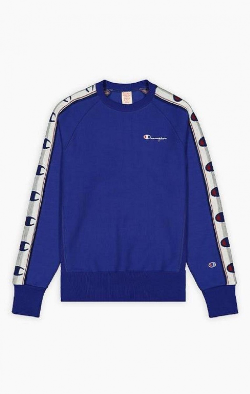 Champion Jacquard Logo Tape Sweatshirt Gensere Herre Blå | 1283-RJXPG