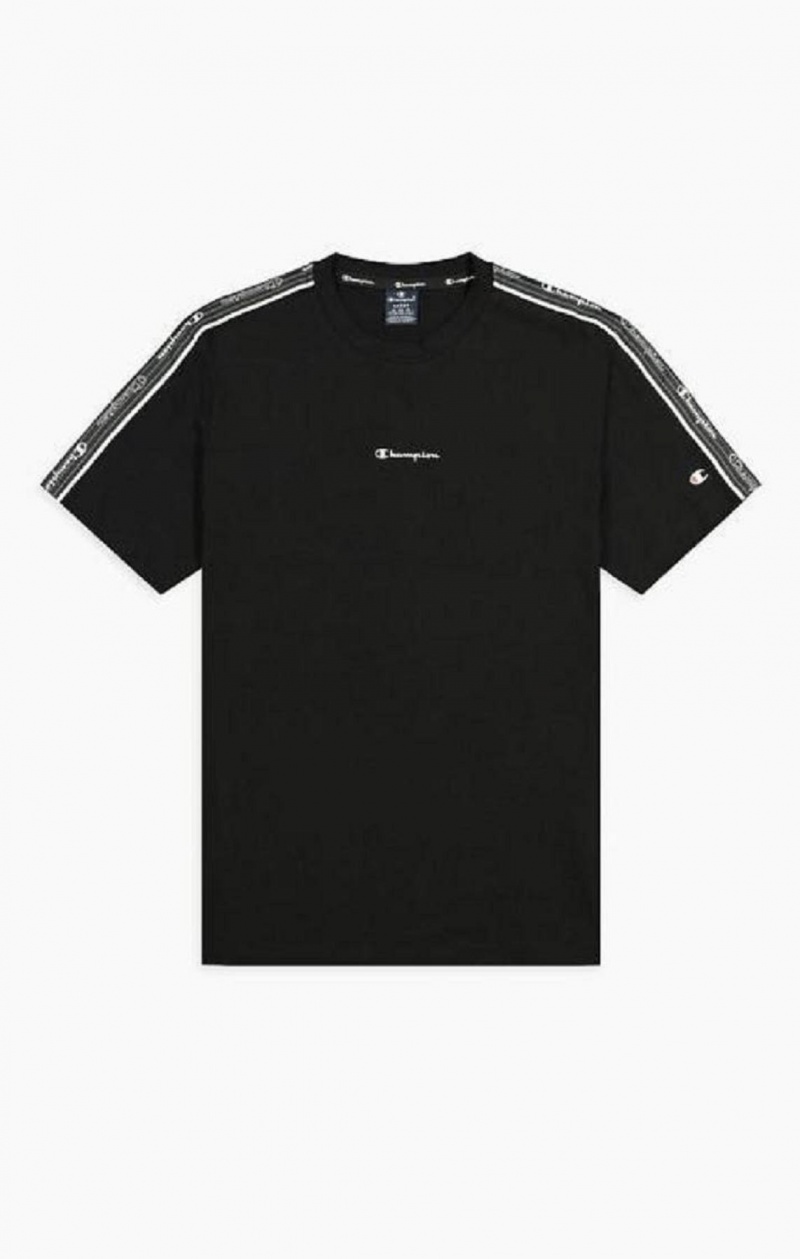 Champion Jacquard Logo Tape T-Shirt T-skjorte Herre Svarte | 0639-BGLRU