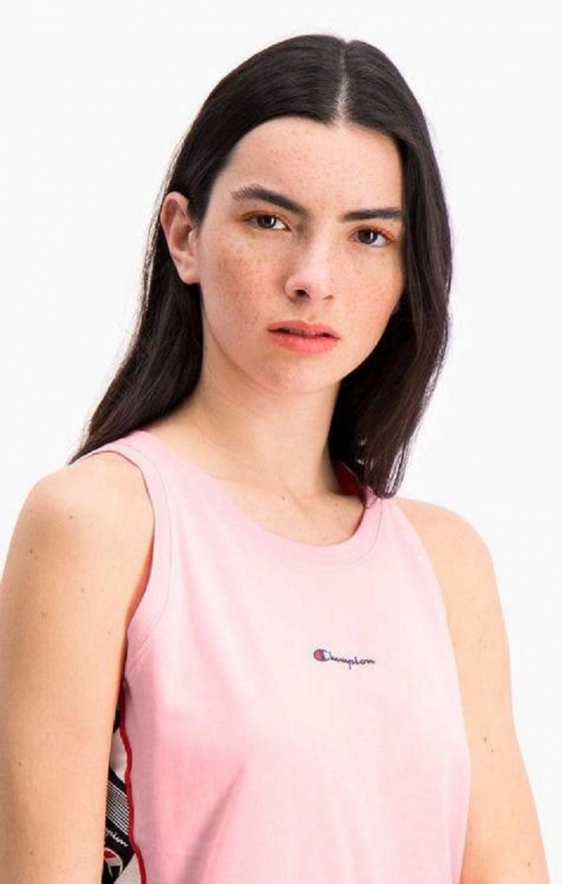 Champion Jacquard Logo Tape Tank Kjoler Kjole Dame Rosa | 8926-ZLPJX