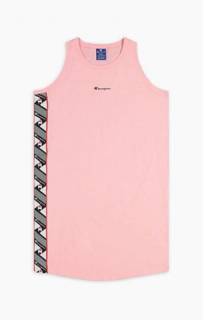 Champion Jacquard Logo Tape Tank Kjoler Kjole Dame Rosa | 8926-ZLPJX