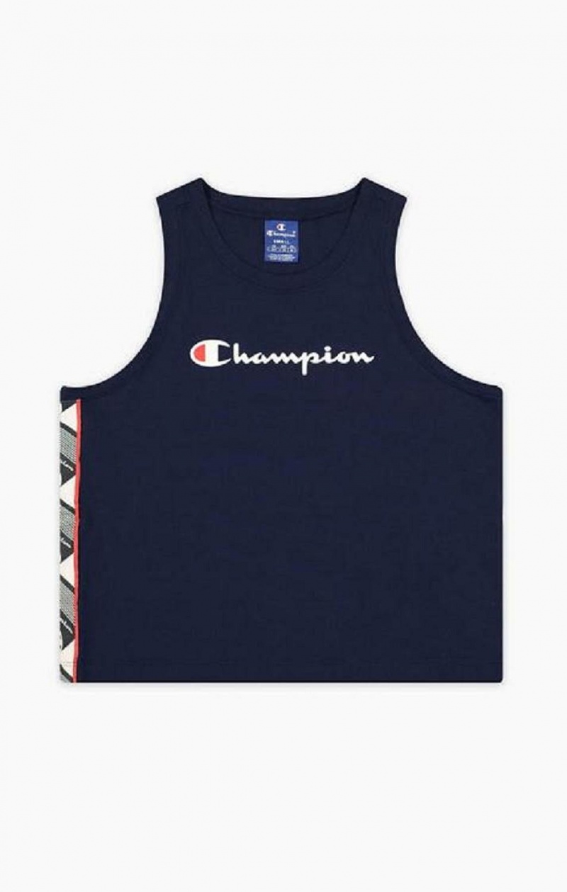 Champion Jacquard Logo Tape Tank Top T-skjorte Dame Mørke Turkis | 7213-XFWLM