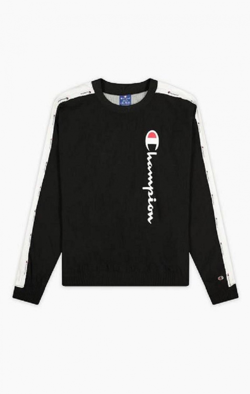 Champion Jacquard Logo Tape Track Sweatshirt Gensere Dame Svarte | 0593-BWTUC