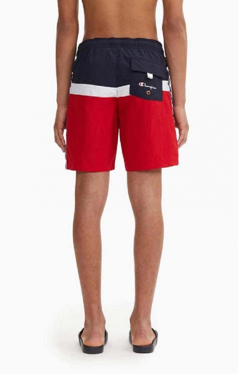 Champion Jacquard Script Logo Tape Trim Board Shorts Badetøy Herre Rød | 7580-DGKMQ