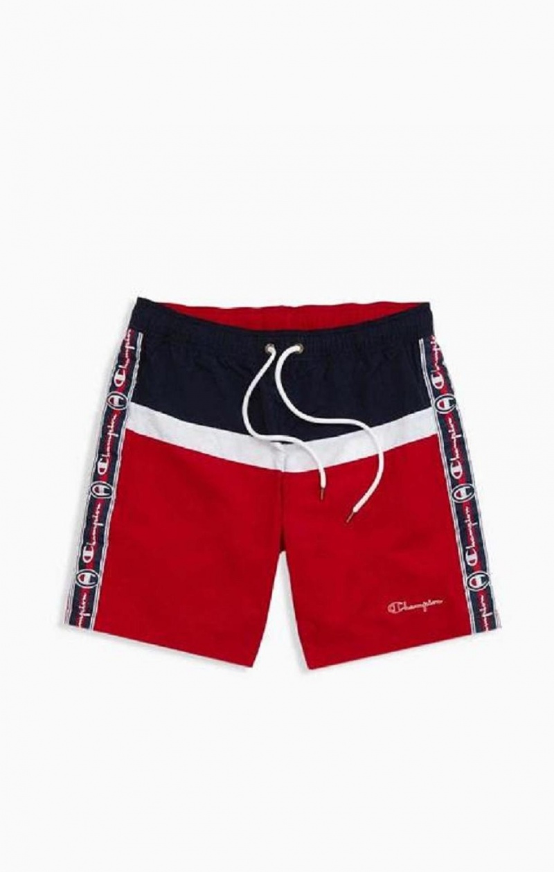 Champion Jacquard Script Logo Tape Trim Board Shorts Badetøy Herre Rød | 7580-DGKMQ