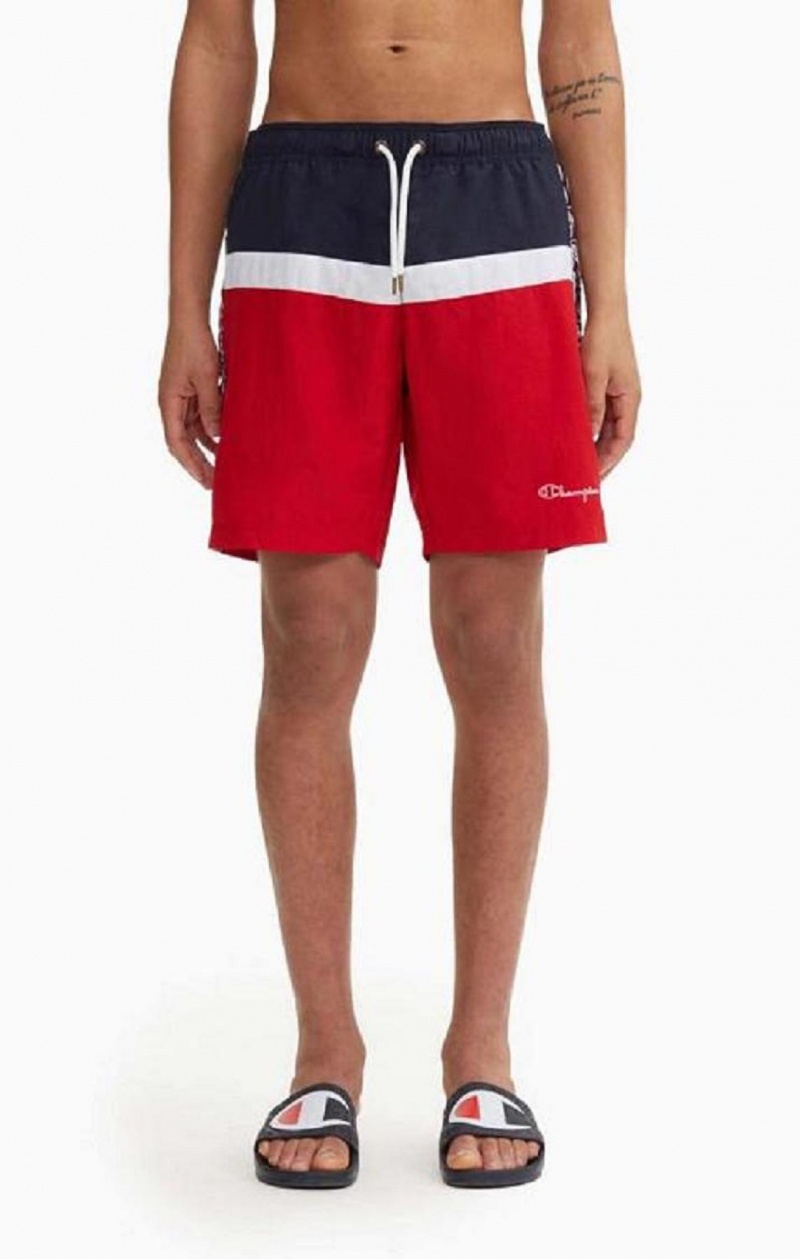 Champion Jacquard Script Logo Tape Trim Board Shorts Badetøy Herre Rød | 7580-DGKMQ