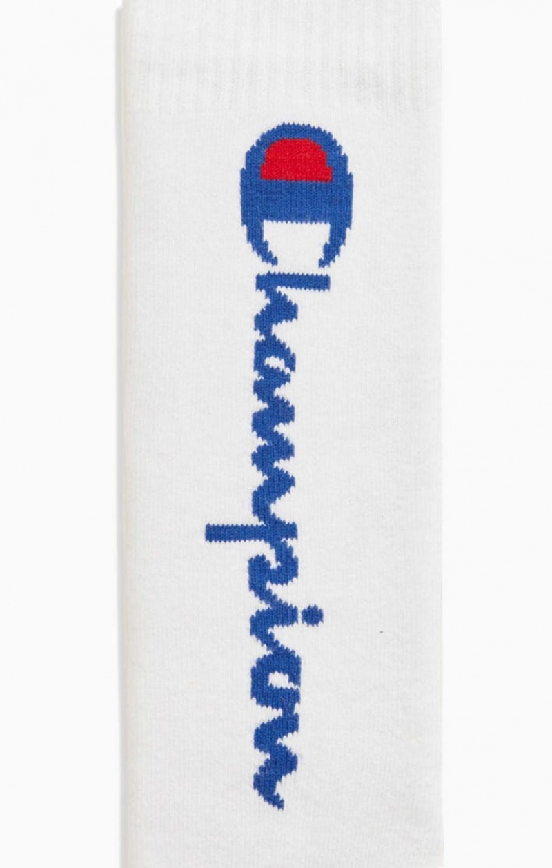 Champion Knee-High Script Logo Tube Socks Sokker Dame Hvite | 5231-LGQEO