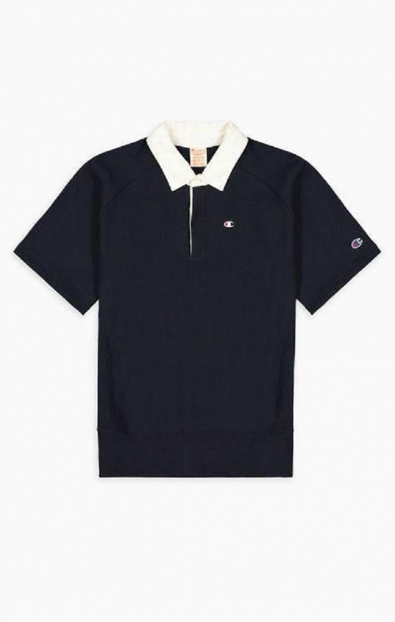 Champion Kort Sleeve Reverse Weave Polo Sweatshirt Gensere Herre Svarte | 6725-NROZE