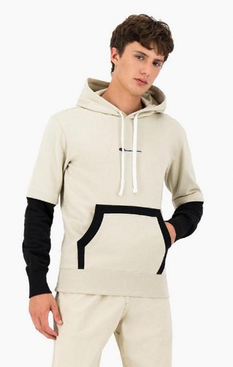 Champion Layered Small Script Logo Fleece Hoodie Hettegenser Herre Brune | 5237-RGHSV