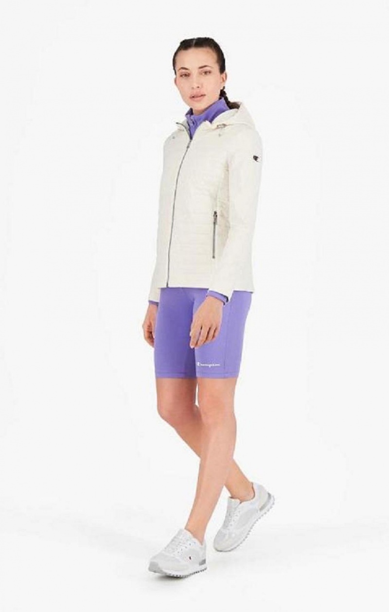 Champion Lette Polstret Hette Jacket Jakker Dame Hvite | 1839-YSPVU