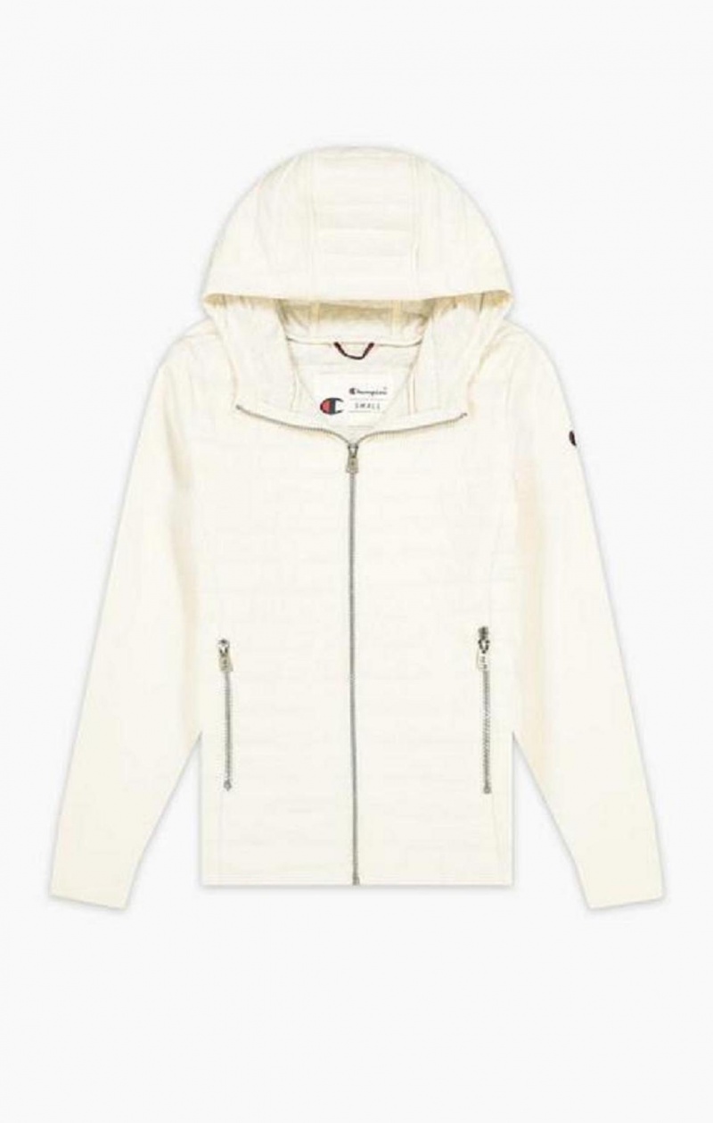 Champion Lette Polstret Hette Jacket Jakker Dame Hvite | 1839-YSPVU