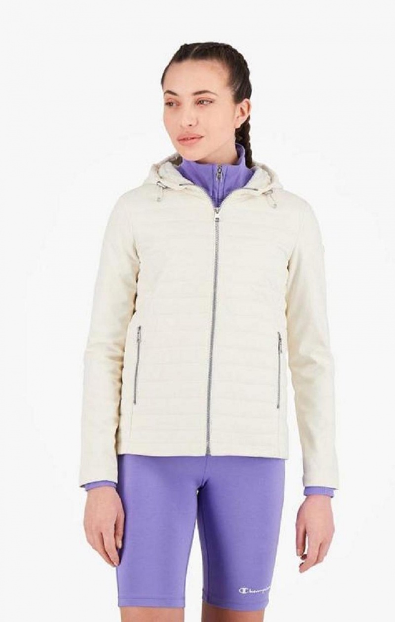 Champion Lette Polstret Hette Jacket Jakker Dame Hvite | 1839-YSPVU