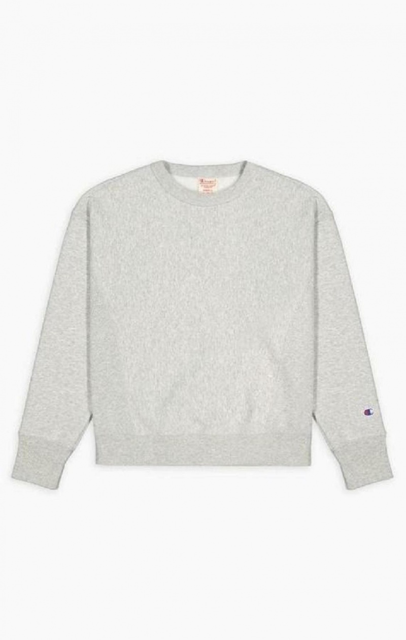 Champion Lette Reverse Weave Sweatshirt Gensere Dame Lyse Grå | 5279-KMWBV