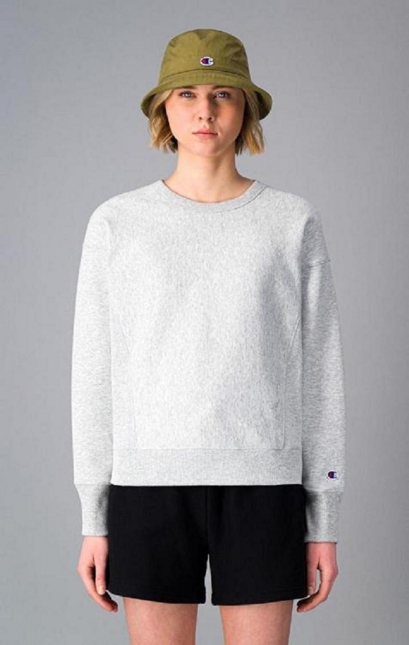 Champion Lette Reverse Weave Sweatshirt Gensere Dame Lyse Grå | 5279-KMWBV