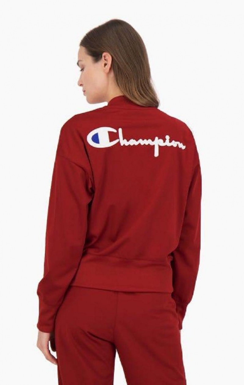 Champion Logo Back Cropped Bomber Jacket Jakker Dame Burgunder | 8479-TMWIU