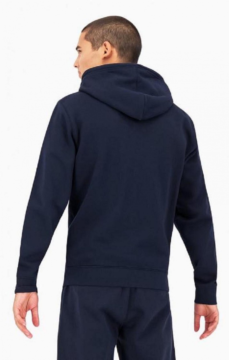 Champion Logo Sleeve Zip-Up Fleece Hoodie Hettegenser Herre Mørke Blå | 3274-BXZWQ