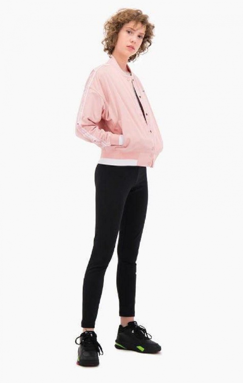 Champion Logo Tape Bi-Colour Trim Bomber Jacket Jakker Dame Rosa | 1625-GEQSN