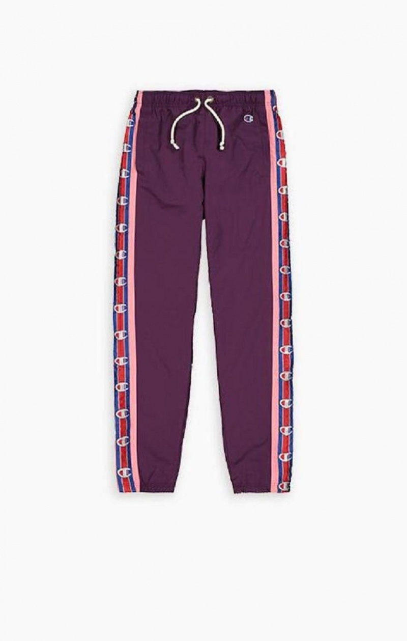 Champion Logo Tape Cuffed Track Pants Joggebukse Dame Mørke Lilla | 9802-WXSOV