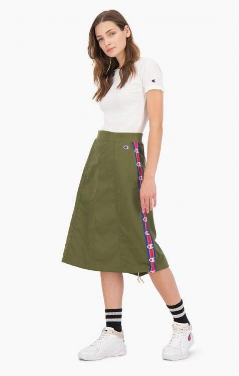 Champion Logo Tape Utility Midi Skirt Skjørt Dame Olivengrønne Grønn | 9746-DZBYG