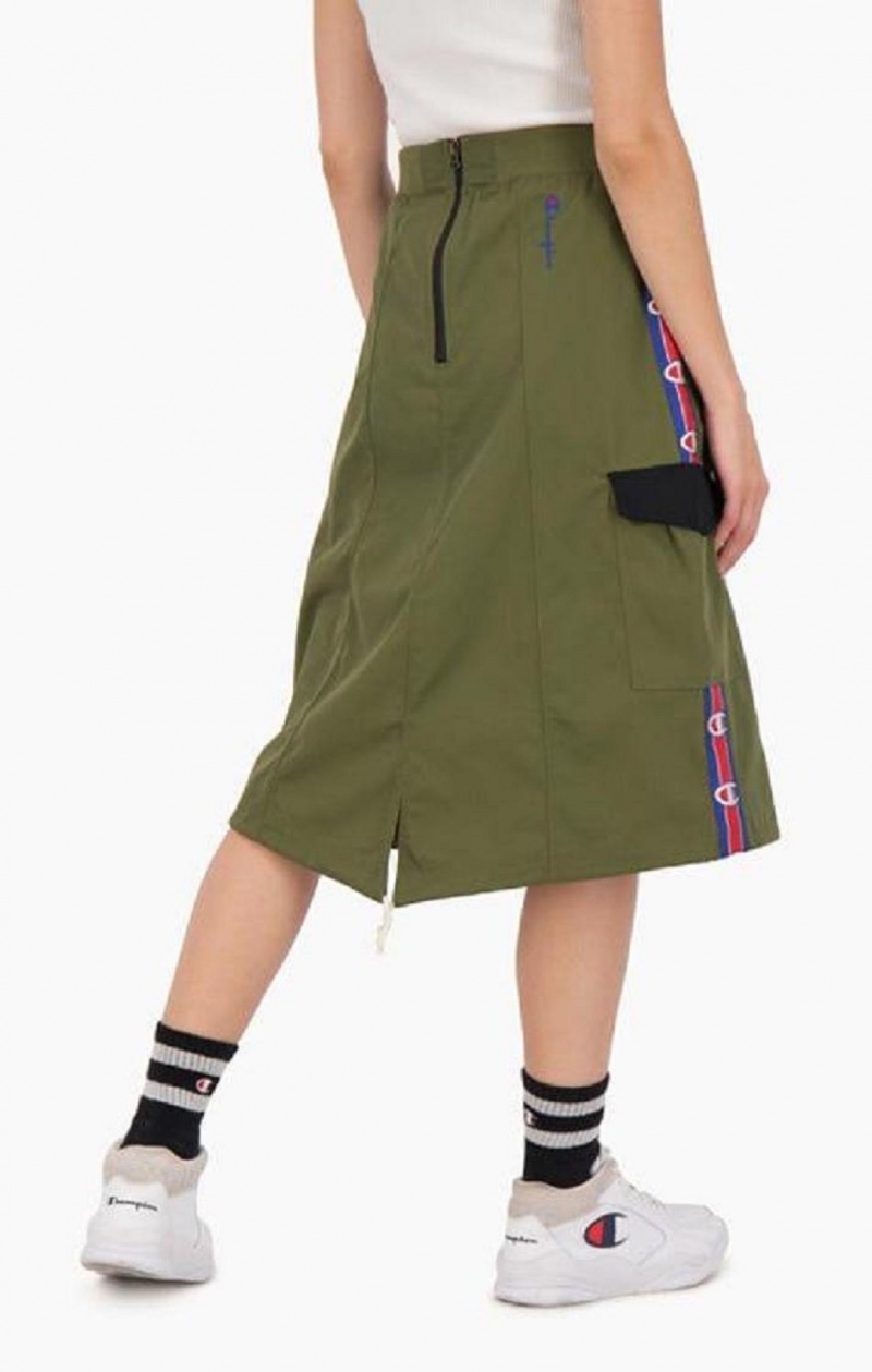 Champion Logo Tape Utility Midi Skirt Skjørt Dame Olivengrønne Grønn | 9746-DZBYG