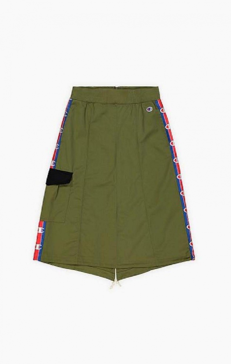 Champion Logo Tape Utility Midi Skirt Skjørt Dame Olivengrønne Grønn | 9746-DZBYG