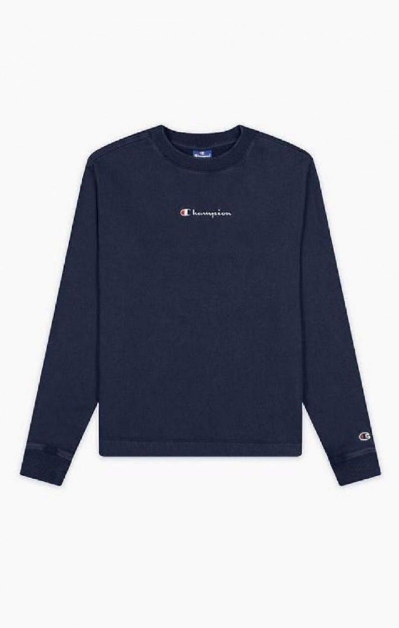 Champion Long Sleeve Bomull Fleece T-Shirt T-skjorte Dame Mørke Turkis | 0954-MVAWH