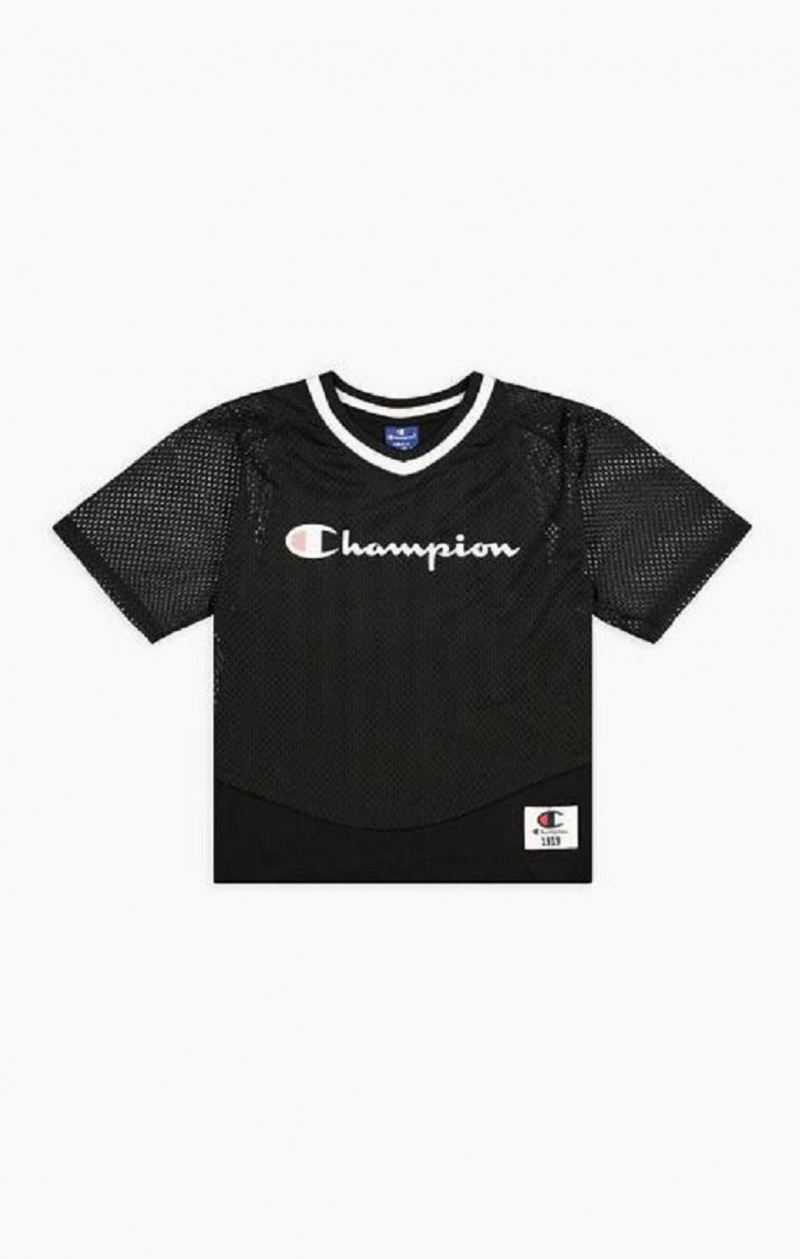 Champion Mesh Detail Double Layer T-Shirt T-skjorte Dame Svarte | 6827-SANJG