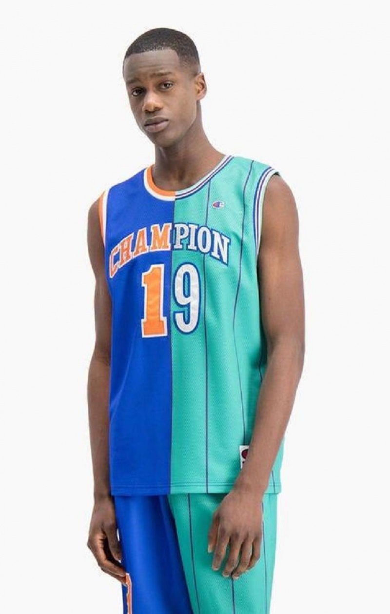 Champion NBMIX Patchwork 'Champion 19' Basketball T-skjorte Herre Blå | 9853-VINEZ