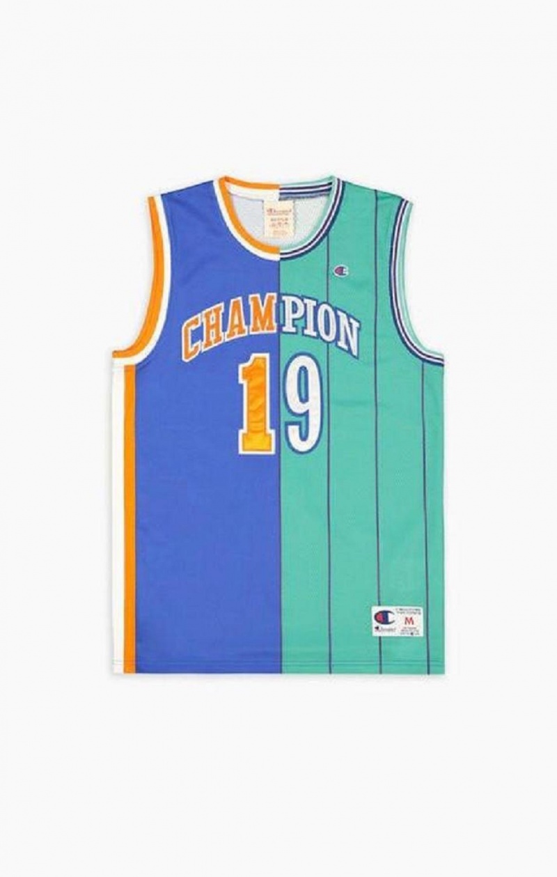 Champion NBMIX Patchwork 'Champion 19' Basketball T-skjorte Herre Blå | 9853-VINEZ