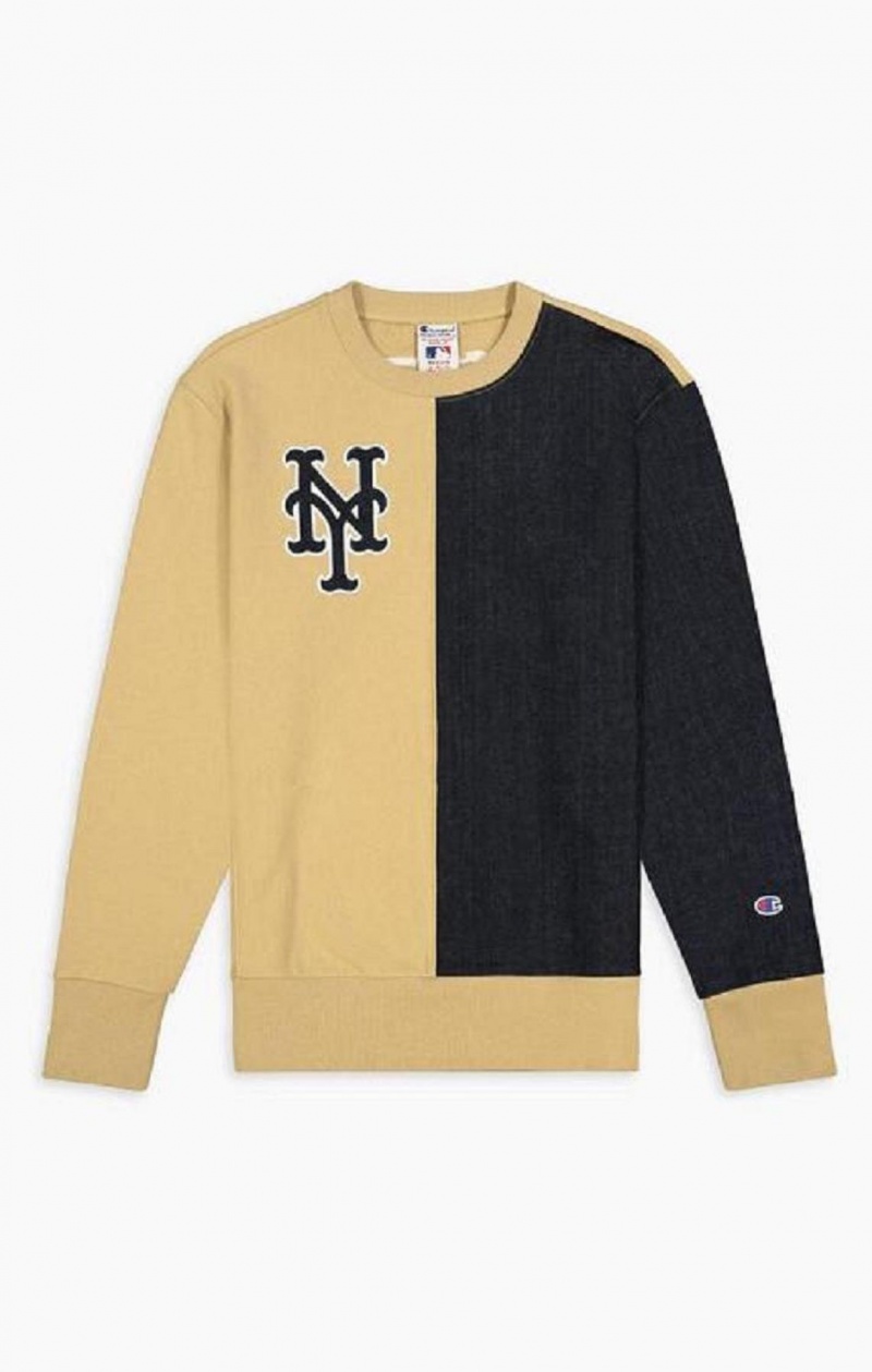 Champion New York MLB Sweatshirt Gensere Herre Beige | 4257-TKFZG