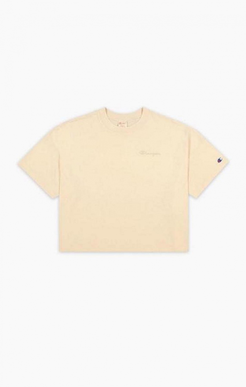 Champion Ombré Wash Cropped T-Shirt T-skjorte Dame Gul | 3724-OSLNX