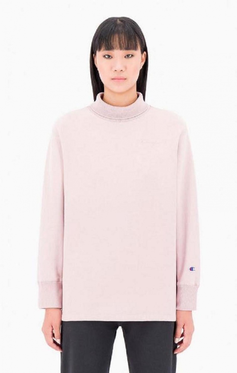 Champion Ombré Wash High Neck Sweatshirt Gensere Dame Rosa | 8162-BTGLP