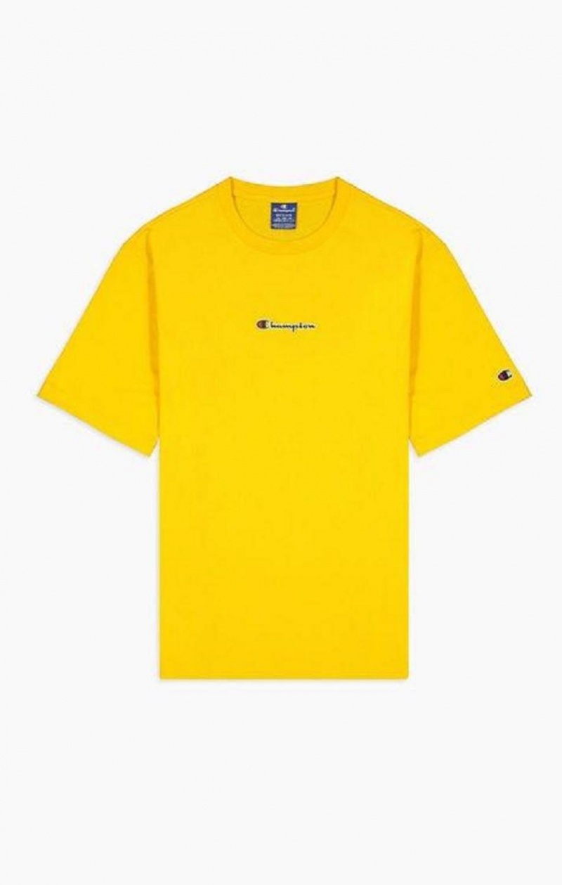 Champion Oversized Script Logo Print T-Shirt T-skjorte Herre Gull | 2904-SILPU