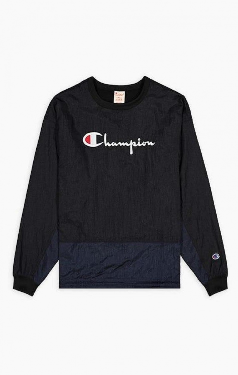 Champion Panel Detail Script Logo Sweatshirt Gensere Dame Svarte | 1270-GDPFA