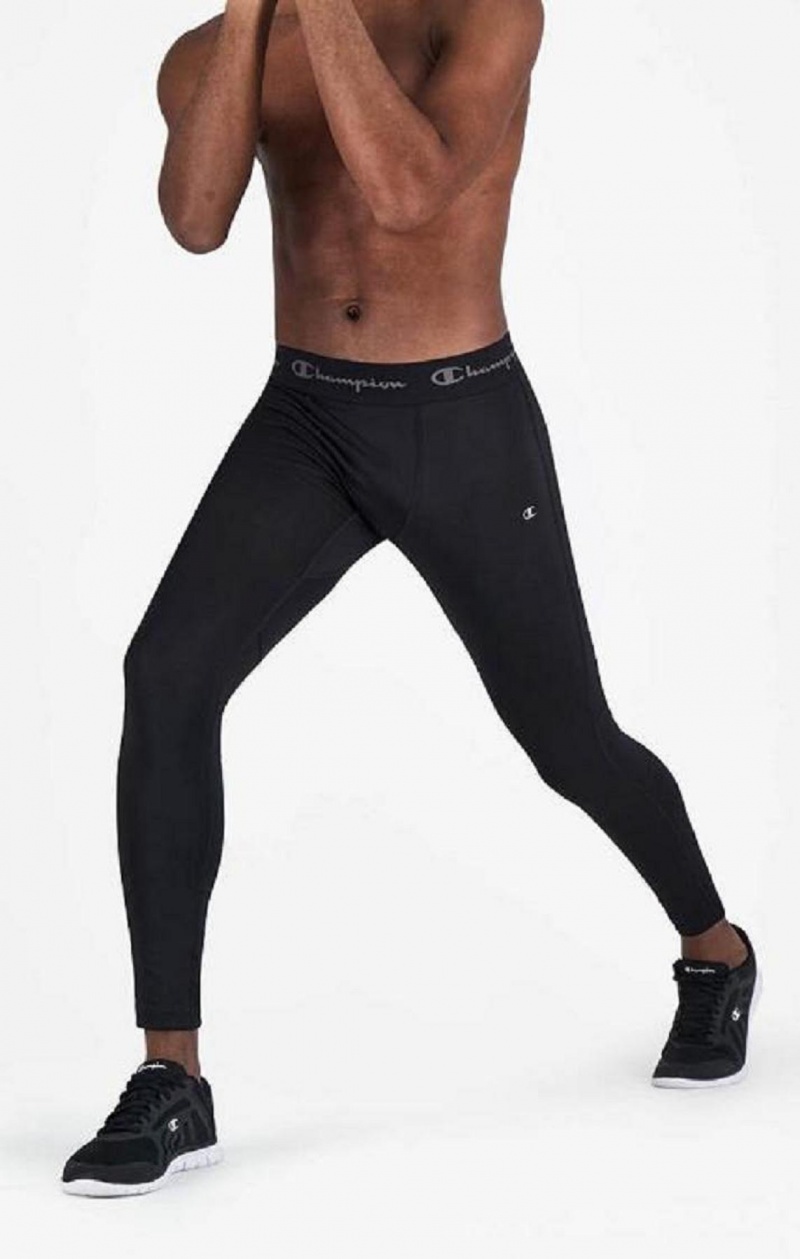 Champion Quick Dry Compression Trenings Leggings Joggebukse Herre Svarte | 7498-JKPTA