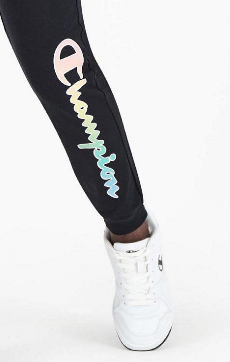 Champion Rainbow Script Logo Print Joggers Joggebukse Dame Svarte | 6528-QFICD