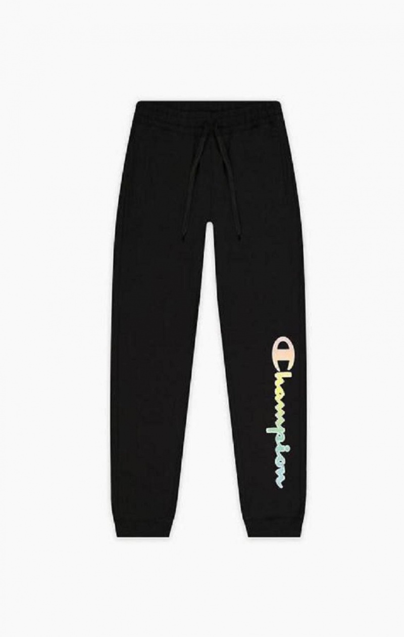 Champion Rainbow Script Logo Print Joggers Joggebukse Dame Svarte | 6528-QFICD