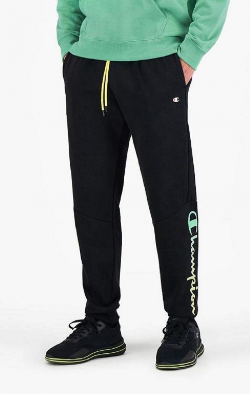 Champion Rainbow Script Logo Sweatpants Joggebukse Herre Svarte | 3068-ISBFM