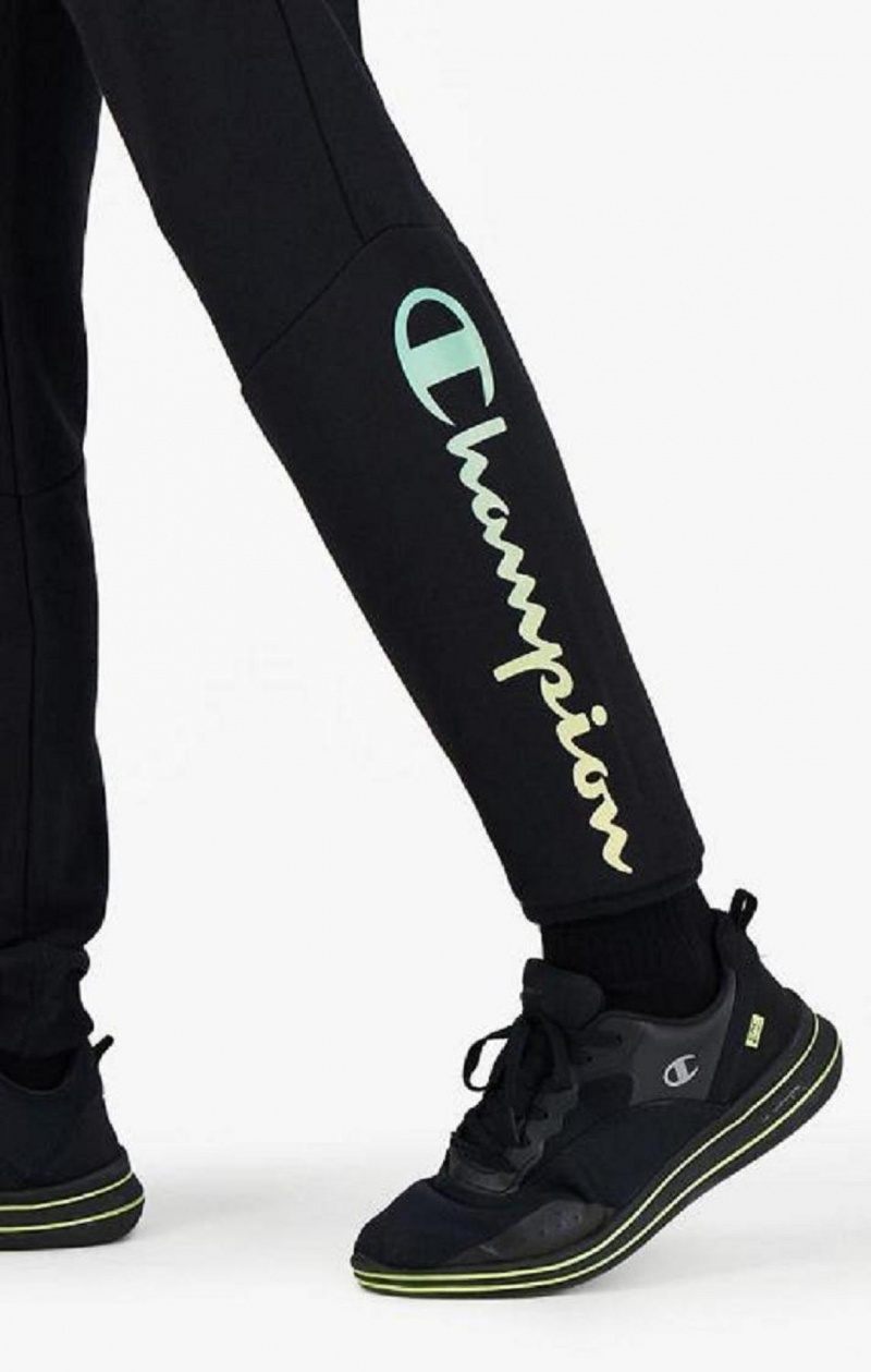 Champion Rainbow Script Logo Sweatpants Joggebukse Herre Svarte | 3068-ISBFM