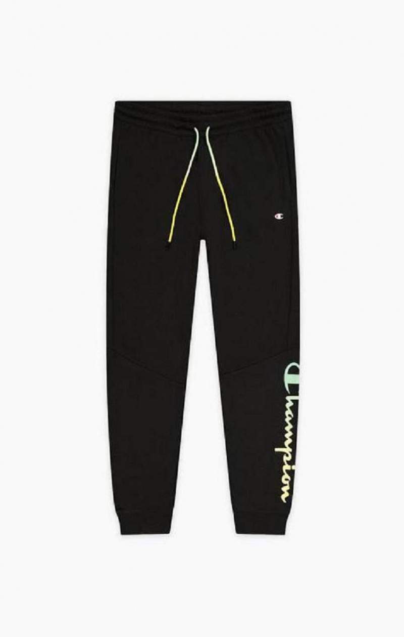 Champion Rainbow Script Logo Sweatpants Joggebukse Herre Svarte | 3068-ISBFM