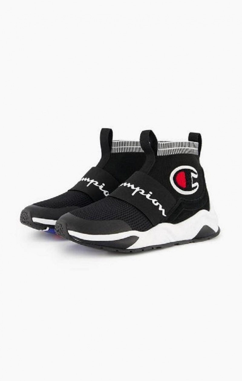 Champion Rally C Logo Sock Runner Trainers Joggesko Herre Svarte | 7841-AXPDY