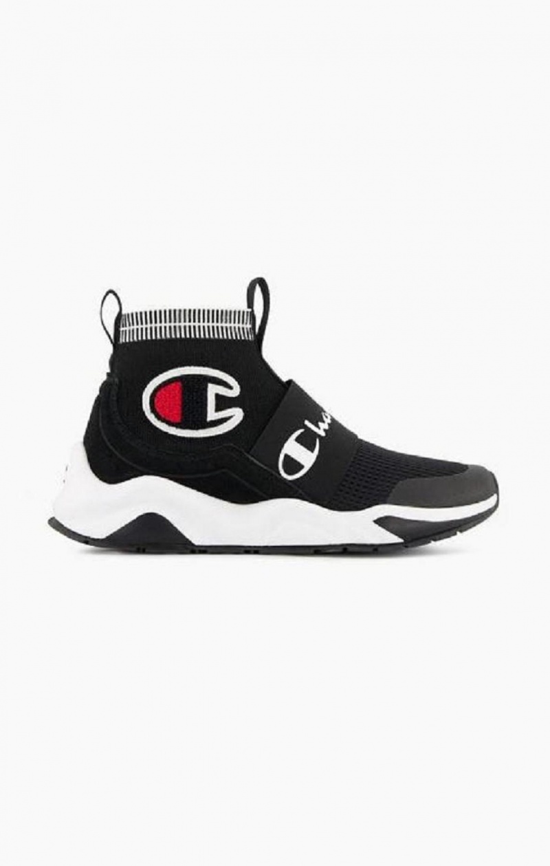 Champion Rally C Logo Sock Runner Trainers Joggesko Herre Svarte | 7841-AXPDY