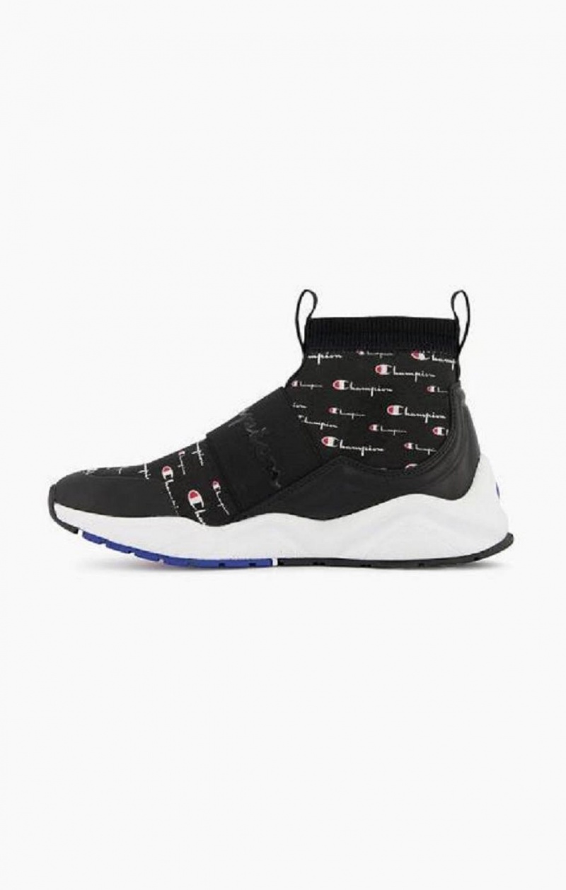 Champion Rally Script Logo Sock Runner Trainers Joggesko Dame Svarte | 4823-TRVLZ