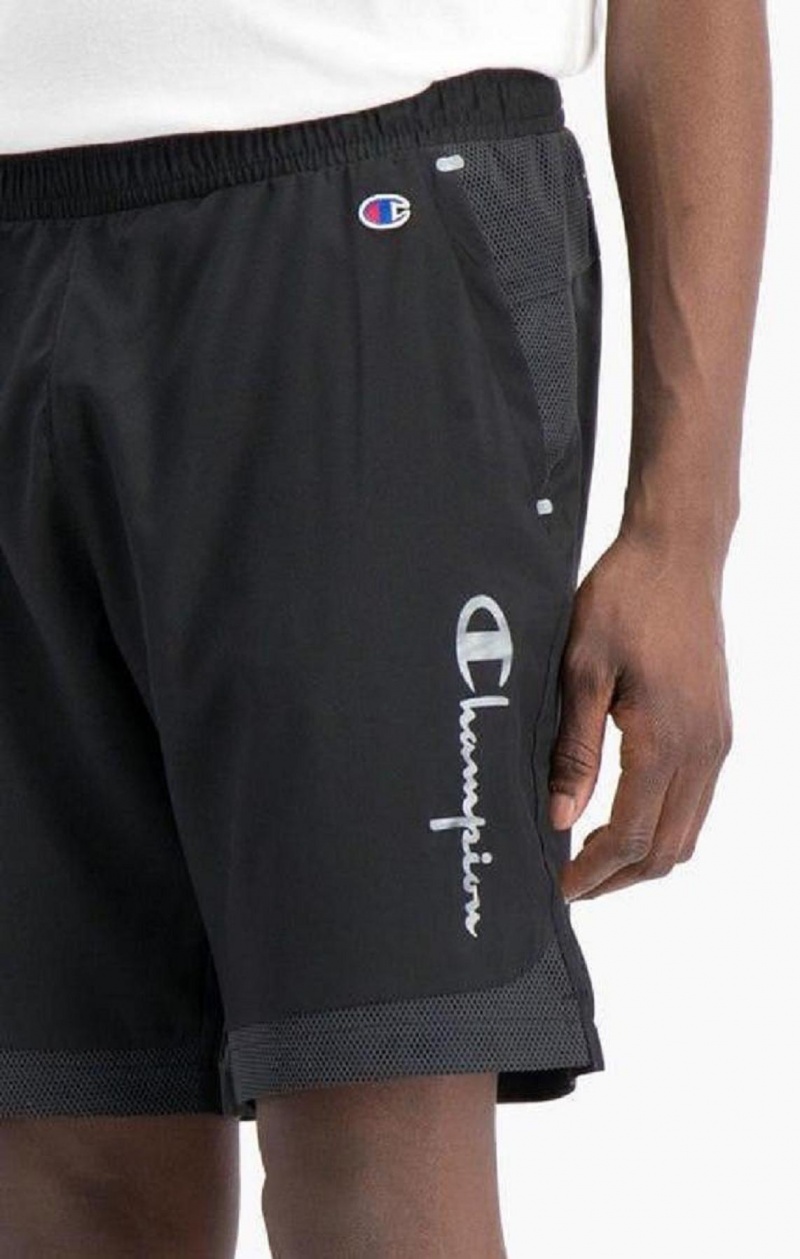 Champion Reflective Script Logo Shorts Shorts Herre Svarte | 9758-YIWFP