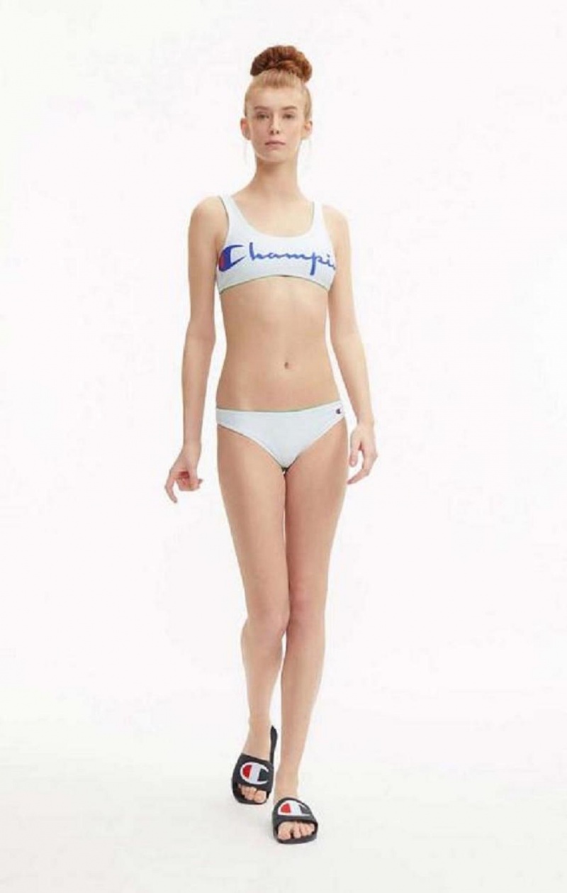 Champion Reversible Script Logo Bikini Top Badetøy Dame Lyse Grønn | 8390-OYRNI